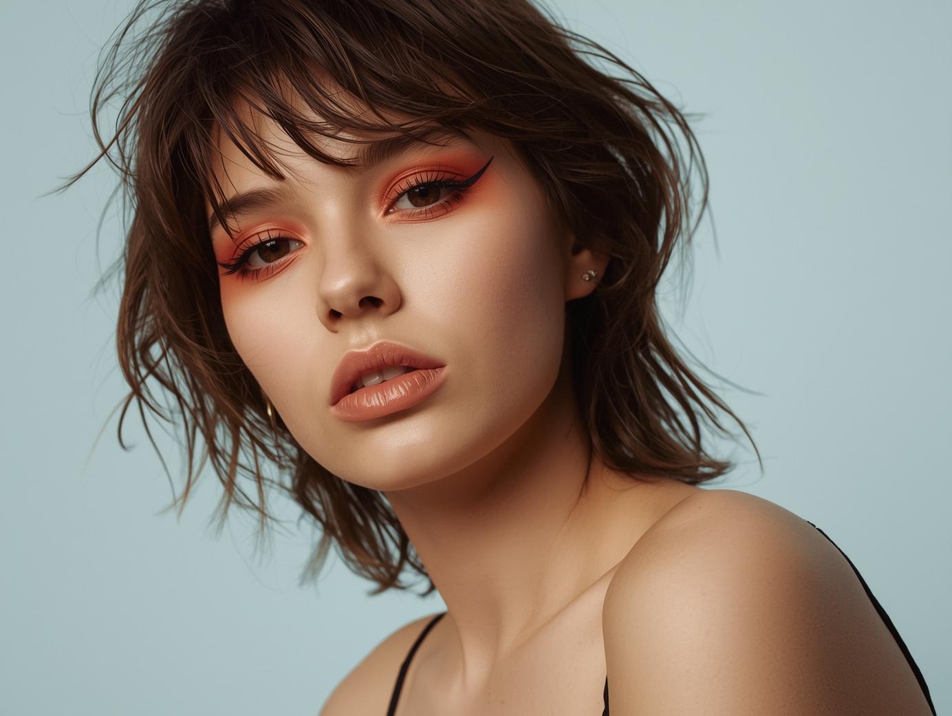 Genere moi une image de Messy girl look with makeup 1