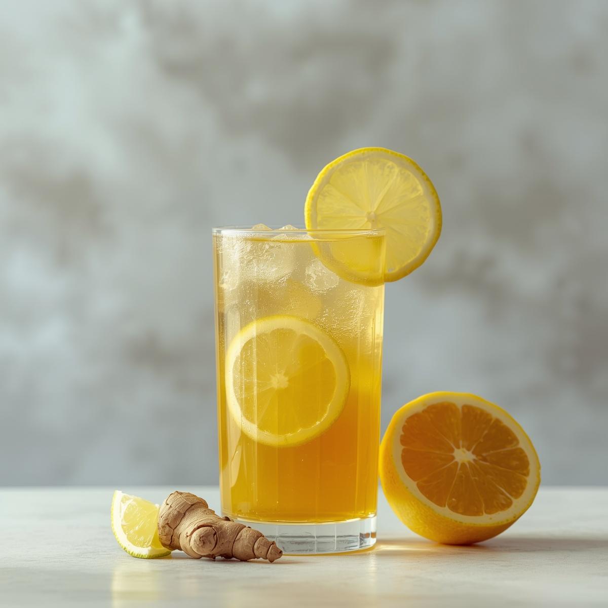 We are a womens magazine and want to generate the following image Infusion citron gingembre photo prise de devant. IMPORTANT NE METS PAS DE TEXTE DANS LIMAGE GENEREE. Merci