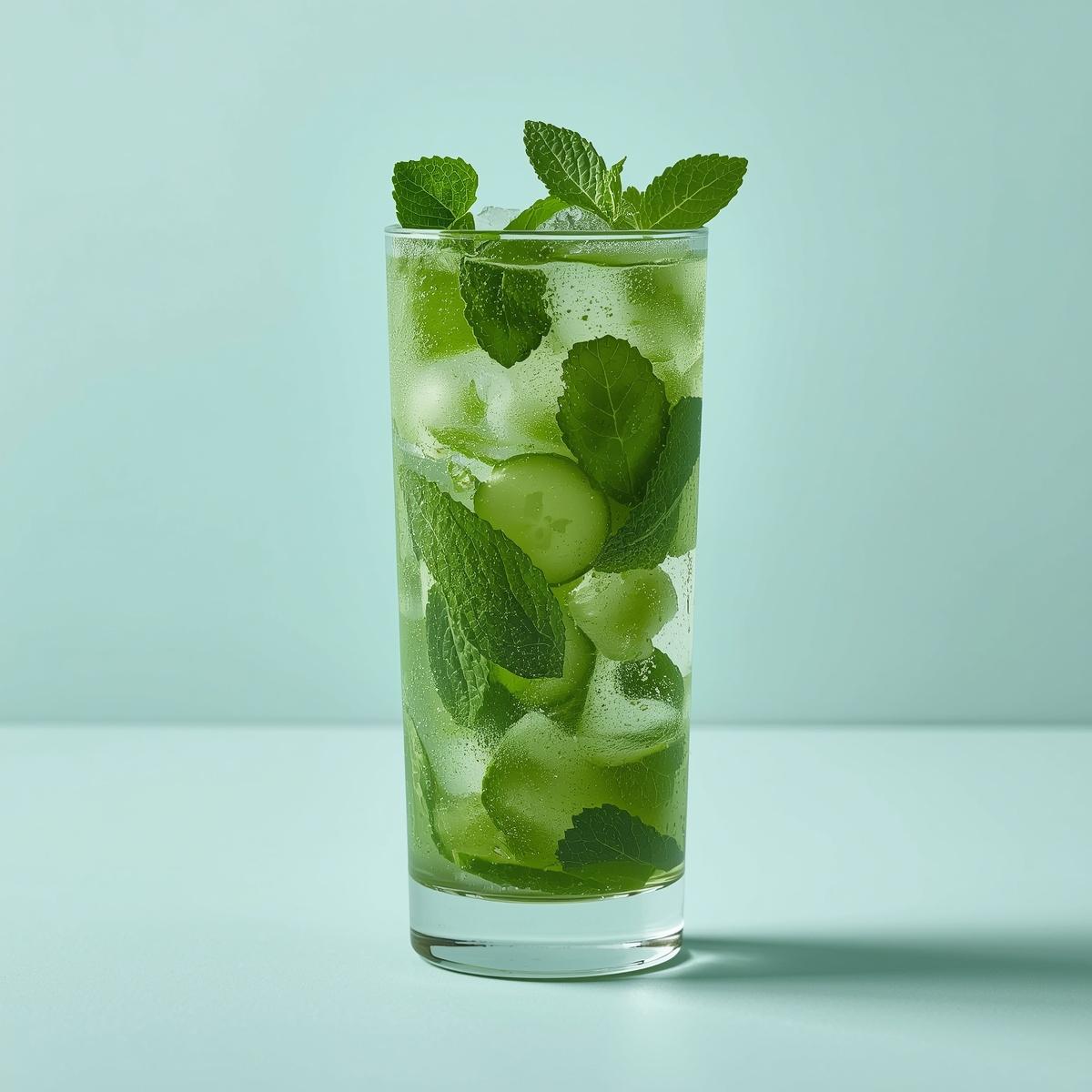 We are a womens magazine and want to generate the following image eau infusee concombre menthe photo prise de devant. IMPORTANT NE METS PAS DE TEXTE DANS LIMAGE GENEREE. Merci